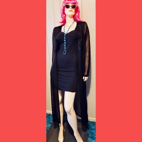 VTG 90s Vamp Wicked Goth Sheer Black Duster Jacket - Picture 5 of 7